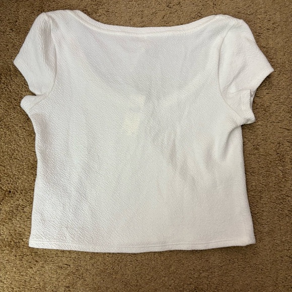 Anthropologie Scoop Neck Rushed White Crop Top Size Small New With Tag - Picture 6 of 8